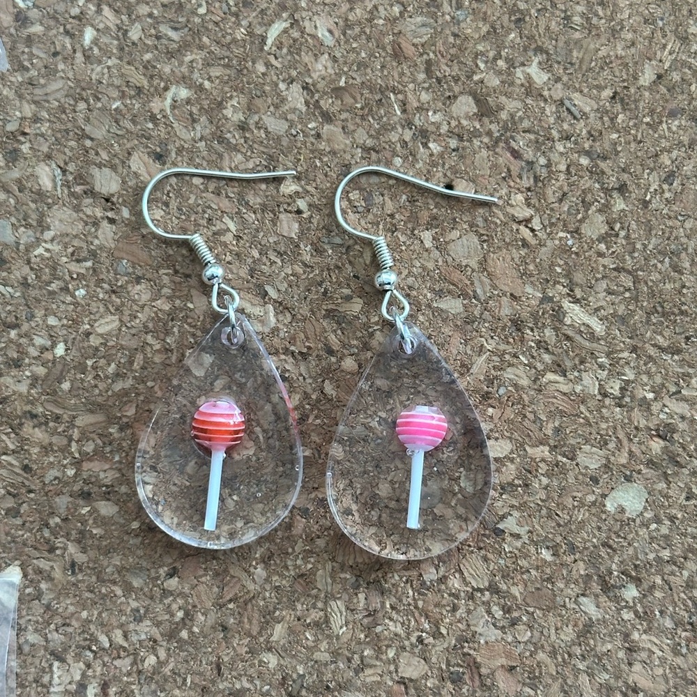 Pink Lollipop Teardrop Earrings